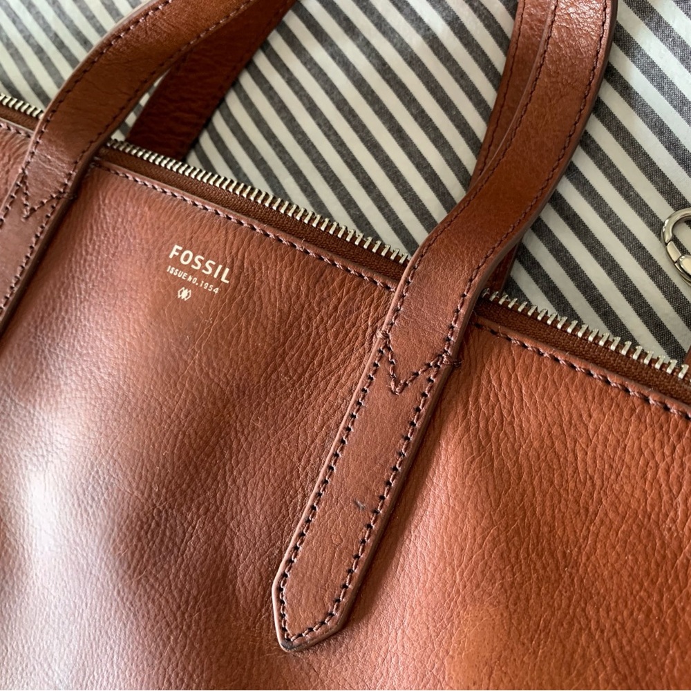 Fossil Brown Leather Work Bag